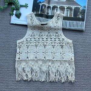 Cream Forever 21 Crochet Tank Top